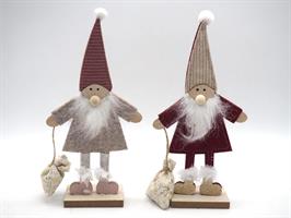 Babbo Natale Panno H.22.5X10.5X4Cm.. C/Base Legno 2Ass