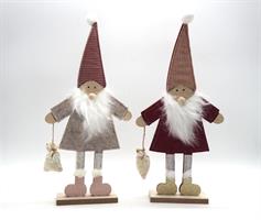 Babbo Natale Panno H.33X16X4Cm. C/Base Legno Rosso/Rosa