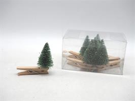 Set 6 Alberelli Verdi C/Mollette 4X5.5Cm