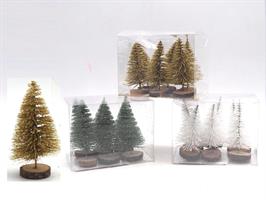Set 6 Alberelli Verde/Oro/Bianco 4X5.5Cm