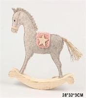 Cavallo A Dondolo Beige Feltro H28X32X3Cm
