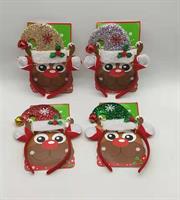 Cerchiello C/Cappellino Babbo Natale In Glitter 4Ass. Con Luci