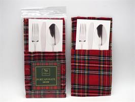 Porta Posate Tessuto 25X10Cm. Tartan