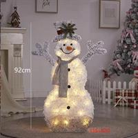 Pupazzo Di Neve H.90X36X50Cm.In Tinsel C/60 Led Calde