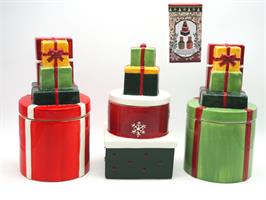 Biscottiera Pacchi Natale H.23.5/24.7-D.12.6/13.6Cm.