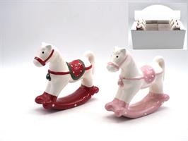 Cavallino A Dondolo Medio Rosa H.14X14,5X4Cm.