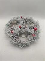 Centrotavola Rotondo Rami Nevati 3/Vetro H.11Xd.28Cm.C/Deco Natale