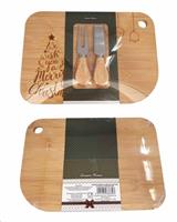 Tagliere Bamboo C/Disegno 28X19.6Cm. C/Coltello+Forchettina