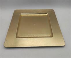 Piatto Plastica Quadrato 33Cm. Oro