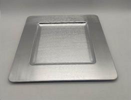 Piatto Plastica Quadrato 33Cm. Argento