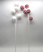 Ramo Natalizio Bianco/Rosso H60Cm C/Palle 2 Ass.Ti- Linea Candy