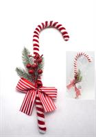 Stick Natalizio Bianco/Rosso H40Cm C/Decorzioni - Linea Candy