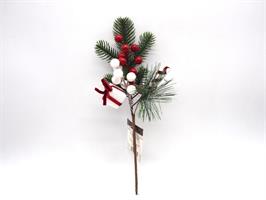 Pick Natalizio Bianco/Rosso H36Cm C/Bacche-Stick-Aghi - Linea Candy