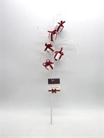 Ramo Natalizio Bianco/Rosso H59Cm C/Stick-Pacchi - Linea Candy