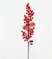 Ramo Natalizio Rosso H64Cm C/Bacche-Stick/Cuori - Linea Candy