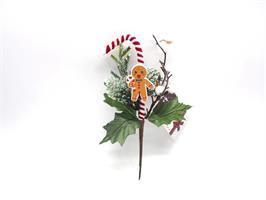 Pick Natalizio Bianco/Rosso H23Cm C/Stick-Aghi - Linea Candy