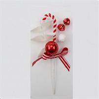 Pick Natalizio Bianco H24Cm C/Stick-Campanelli - Linea Candy
