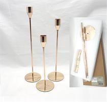 Set 3/Porta Candela Metallo Oro - H22/27/32Cm Da Montare.