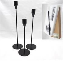 Set 3/Porta Candela Metallo Nero - H22/27/32Cm Da Montare.