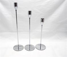 Set 3/Porta Candela Metallo Argento - H22/27/32Cm Da Montare.