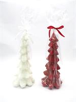 Candela Albero Lucida H.24.3X11Cm. Bianco/Rosso