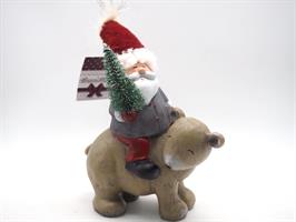 Babbo Natale Su Animale H.28X20X11Cm. In Polyresina