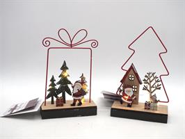 Decorazioni In Metallo C/Luci 18Cm. Su Base In Legno -2 Ass.Ti