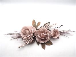 Decorazione 48Cm C/Fiori C/Bacche Bianche - Rosa