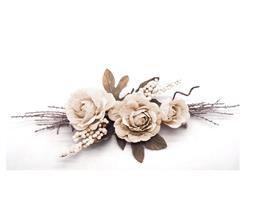 Decorazione 48Cm C/Fiori C/Bacche Bianche - Crema