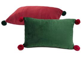 Cuscino 30X50Cm Velluto C/Pom Pom - Colori Ass.Ti