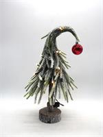 Pino Nevato H.36Cm. C/15 Luci - Base Legno