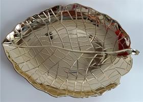Svuotatasca Plastica Foglia 39X27X4.5Cm - Oro Lucido