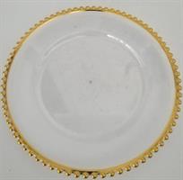 Piatto Plastica C/Bordatura Oro Diam. 32Cm.Trasparente
