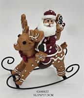 Cavallo A Dondolo In Poliresina - C/Babbo Natale - 17.5X16X6Cm