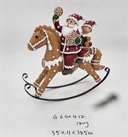 Cavallo A Dondolo In Poliresina - C/Babbo Natale - 34.5X11X35Cm