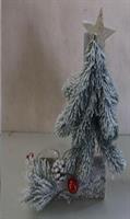 Porta Candela Legni Nevati Rett. C/Pigne/Bacche/Albero H20X9X14Cm.C/2Vet