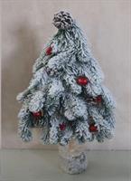 Albero Natale C/Neve Pigne-Bacche - H60Cm Base Legno