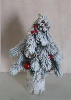 Albero Natale C/Neve Pigne-Bacche - H35Cm Base Legno