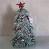 Albero Natale C/Neve Pigne-Bacche - H55Cm Base Legno