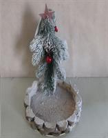 Base C/Albero Natale C/Neve Pigne-Bacche - D27Cm Base Legno