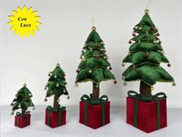 Albero Panno C/Campanelli C/Luci H60Cm - Verde