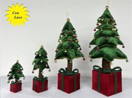 Albero Panno C/Campanelli C/Luci H40Cm - Verde