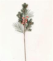 Ramo Aghi Pino Plastica C/Pigne C/Bacche H.80Cm. Nevato
