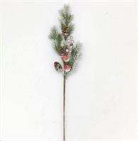 Ramo Aghi Pino Plastica C/Pigne C/Bacche H.72Cm. Nevato