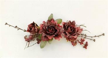 Decorazione 45Cm C/Fiori C/Bacche Bianche - Porpora