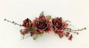 Decorazione 45Cm C/Fiori C/Bacche Bianche - Porpora