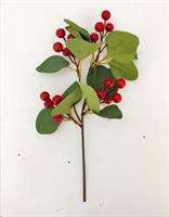 Rametto C/Bacche Rosse+Foglie L.32Cm.