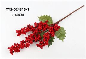 Ramo C/Bacche Piccole Rosse C/Foglie 40Cm.