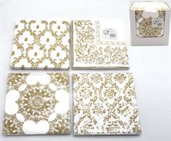 Confezione 20 Tovaglioli Carta 17X17Cm. 2 Veli Oro 3Ass.Ti