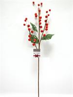 Ramo Bacche Rosse L.75Cm. C/Foglie